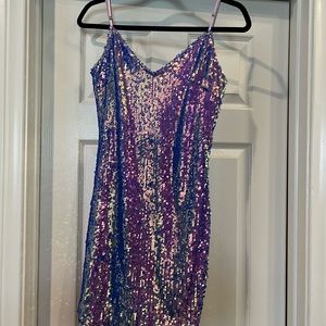 Cocktail Pink/Purple Sequins dress. Size Med. Worn Once.